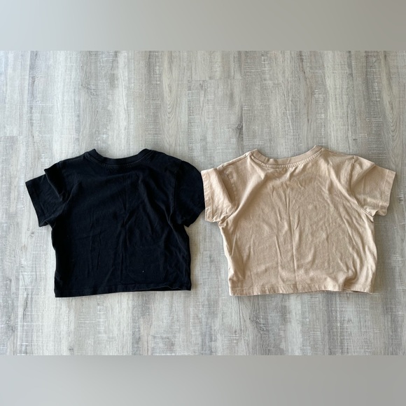 COTTON ON THE BABY Crop Top Short Sleeve T-Shirts (Black & Beige) Size XS - Picture 5 of 5